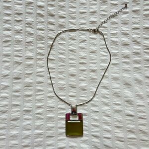 Silver Necklace with Green Pendant | OS